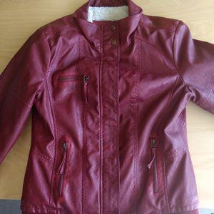 Red vegan leather jacket